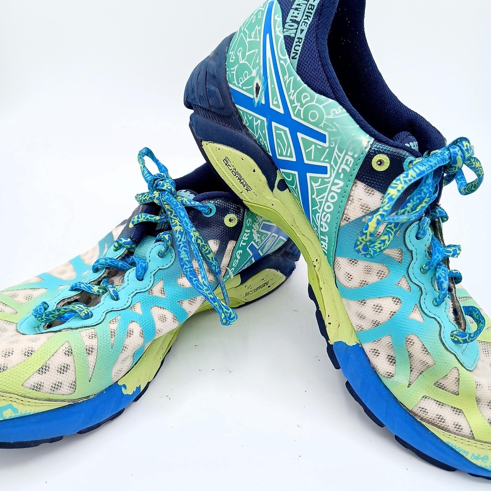 Asics Gel-Noosa Tri 9‎ Shoes Womens Size 8.5 Blue Green Triathlon Running T458N
